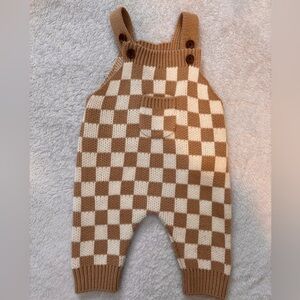 Checkered baby overalls